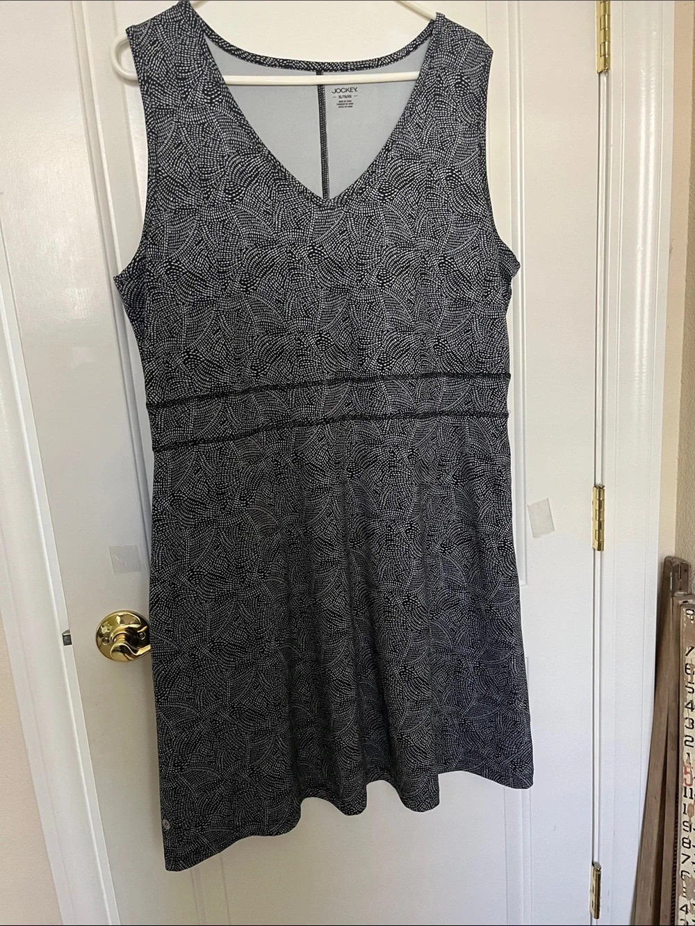 Jockey Black & White Sleeveless Patterned V-Neck Dress XL - Picture 2 of 8